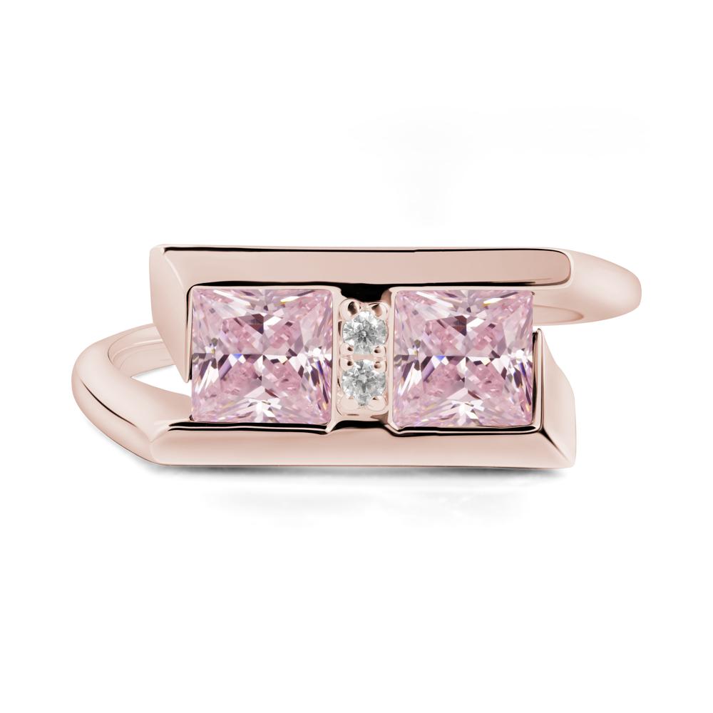 Double Stone Pink Cubic Zirconia Tension Ring - LUO Jewelry #metal_14k rose gold