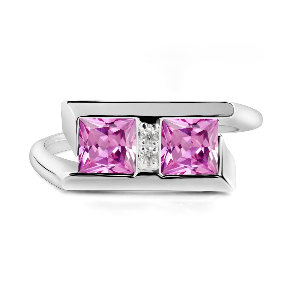 Double Stone Pink Sapphire Tension Ring - LUO Jewelry #metal_18k white gold