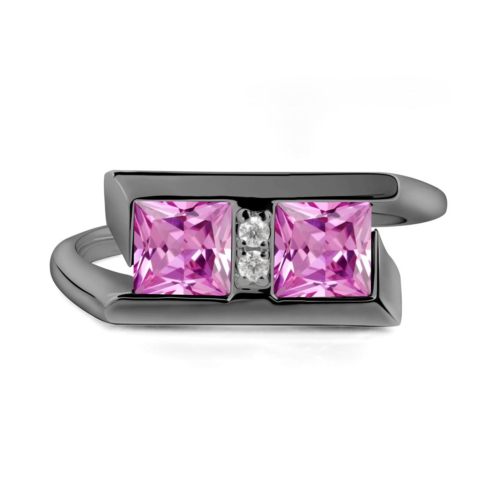 Double Stone Pink Sapphire Tension Ring - LUO Jewelry #metal_black finish sterling silver