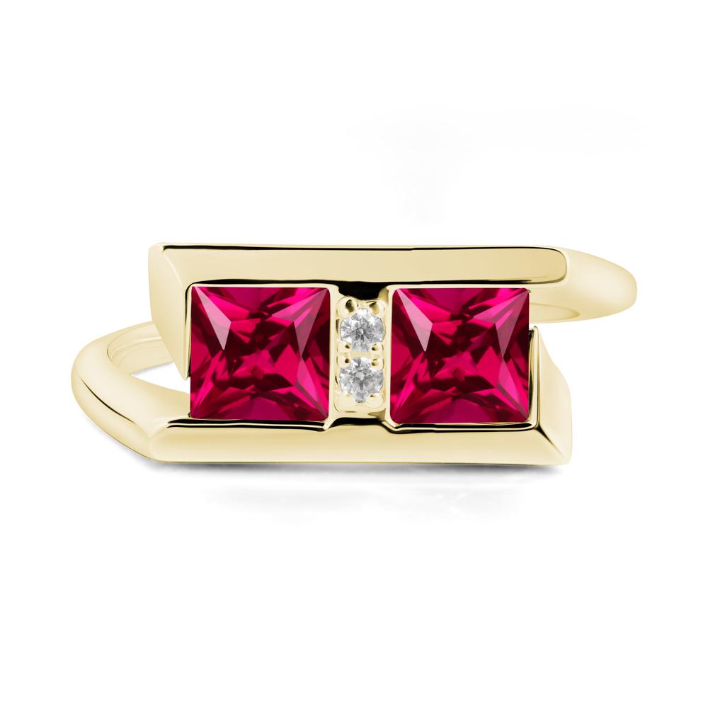 Square Ruby Toi Et Moi Ring - LUO Jewelry #metal_18k yellow gold