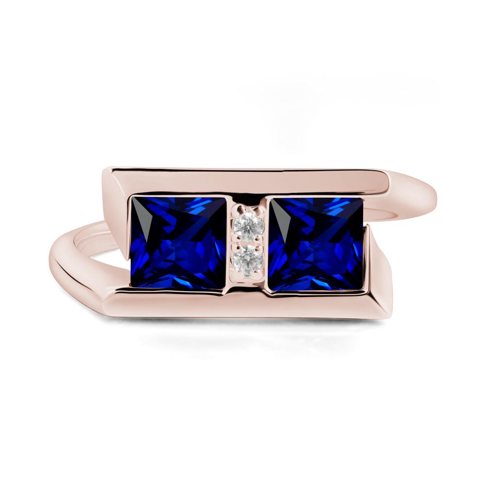 Square Sapphire Toi Et Moi Ring - LUO Jewelry #metal_14k rose gold