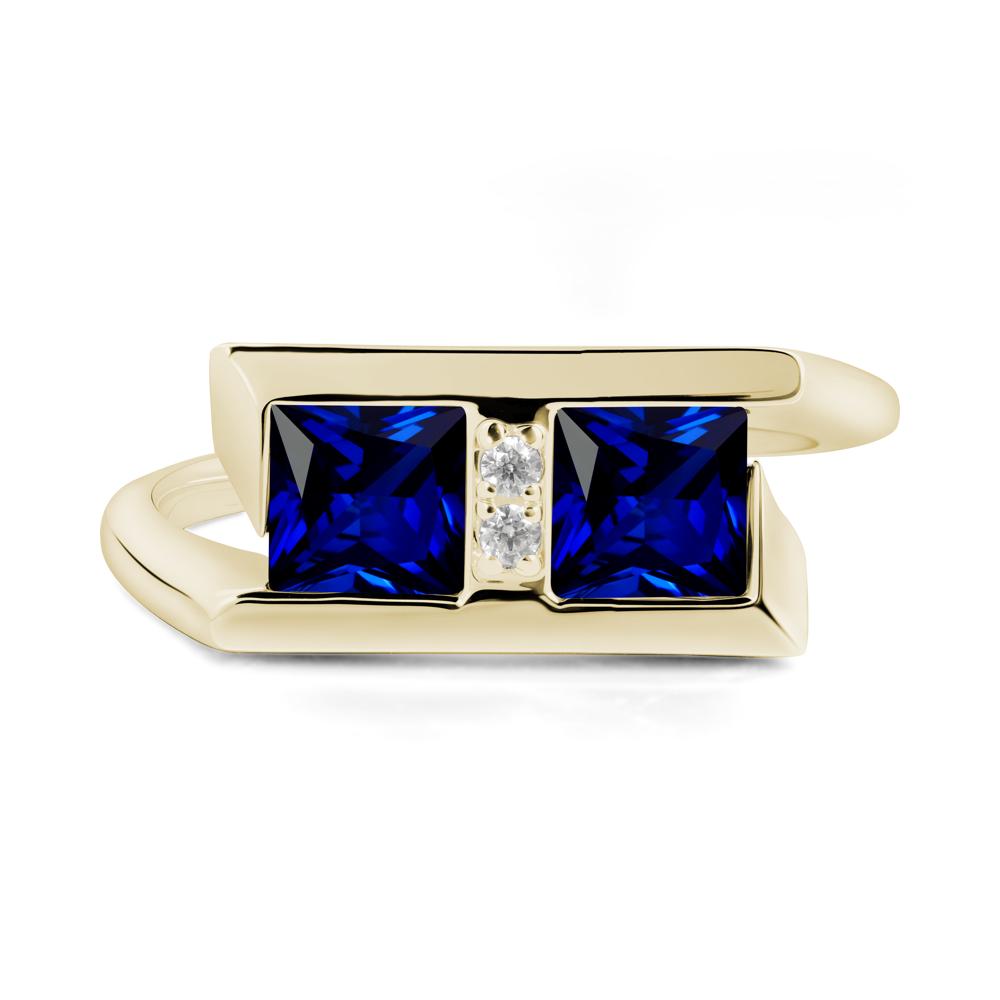 Square Sapphire Toi Et Moi Ring - LUO Jewelry #metal_14k yellow gold