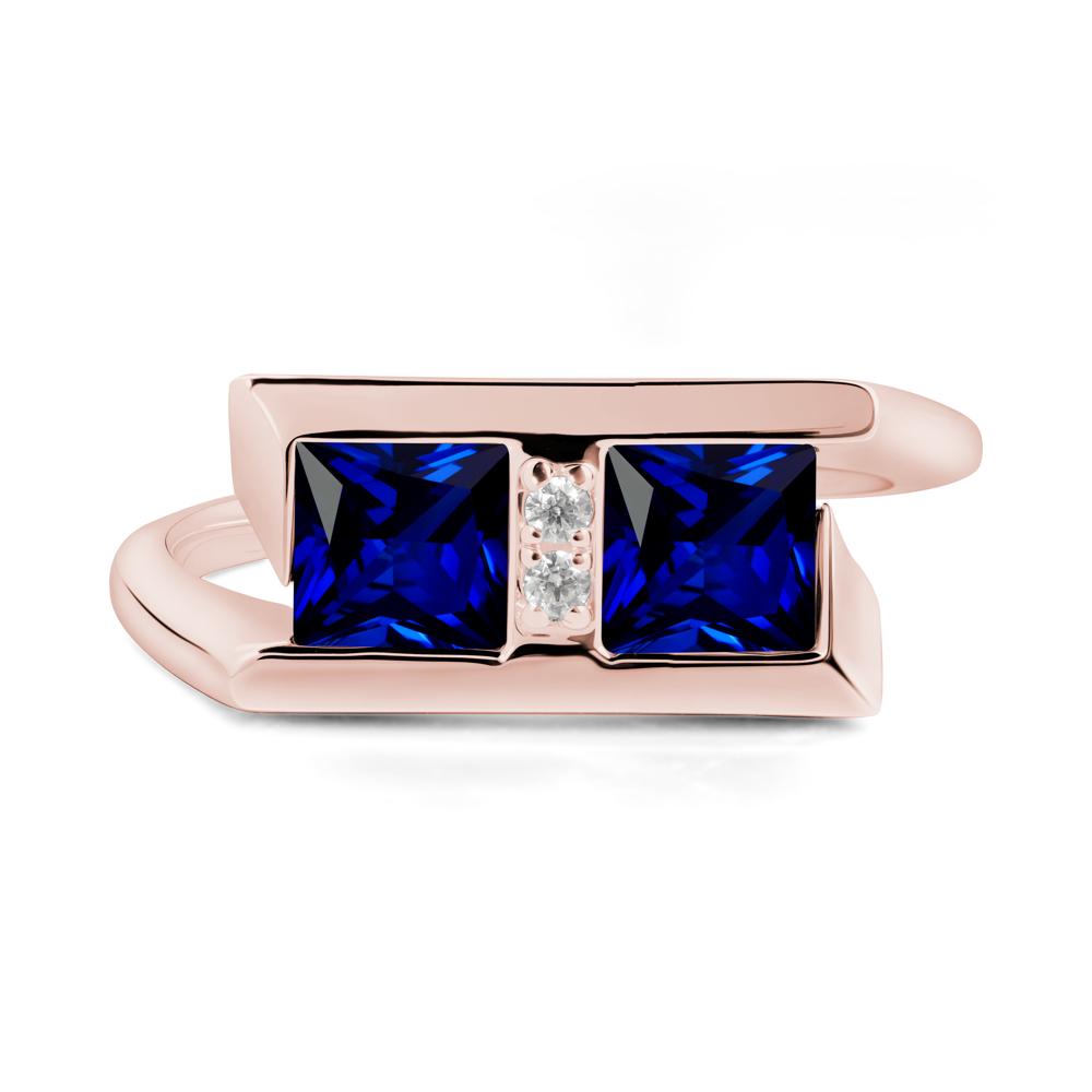 Square Sapphire Toi Et Moi Ring - LUO Jewelry #metal_18k rose gold
