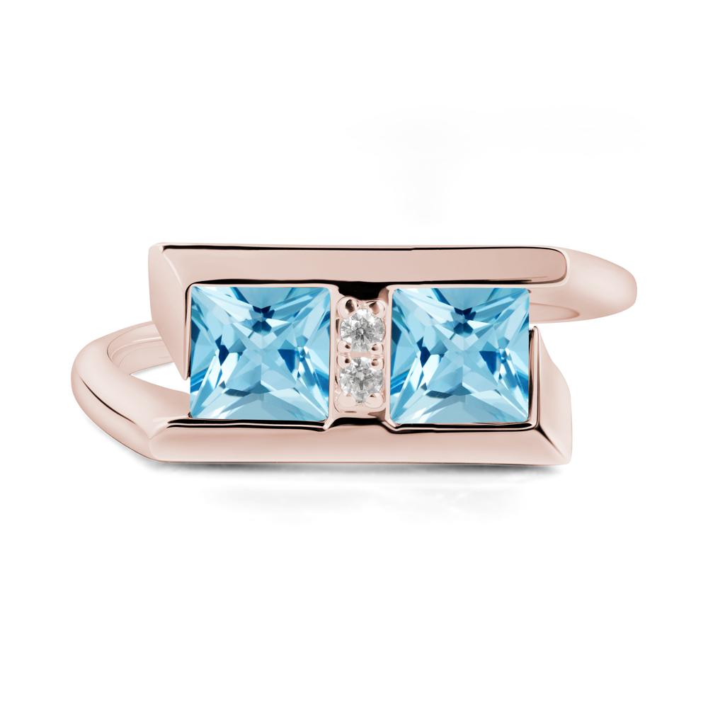 Double Stone Swiss Blue Topaz Tension Ring - LUO Jewelry #metal_14k rose gold