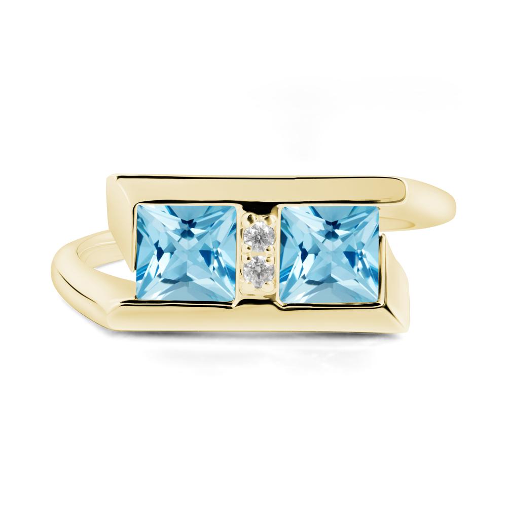 Double Stone Swiss Blue Topaz Tension Ring - LUO Jewelry #metal_18k yellow gold