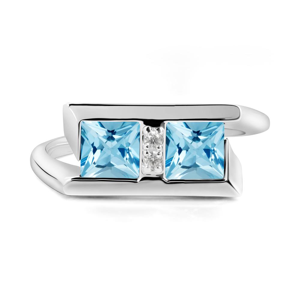 Double Stone Swiss Blue Topaz Tension Ring - LUO Jewelry #metal_sterling silver
