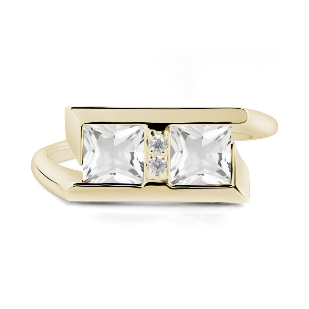Toi Et Moi Square White Topaz Ring - LUO Jewelry #metal_14k yellow gold