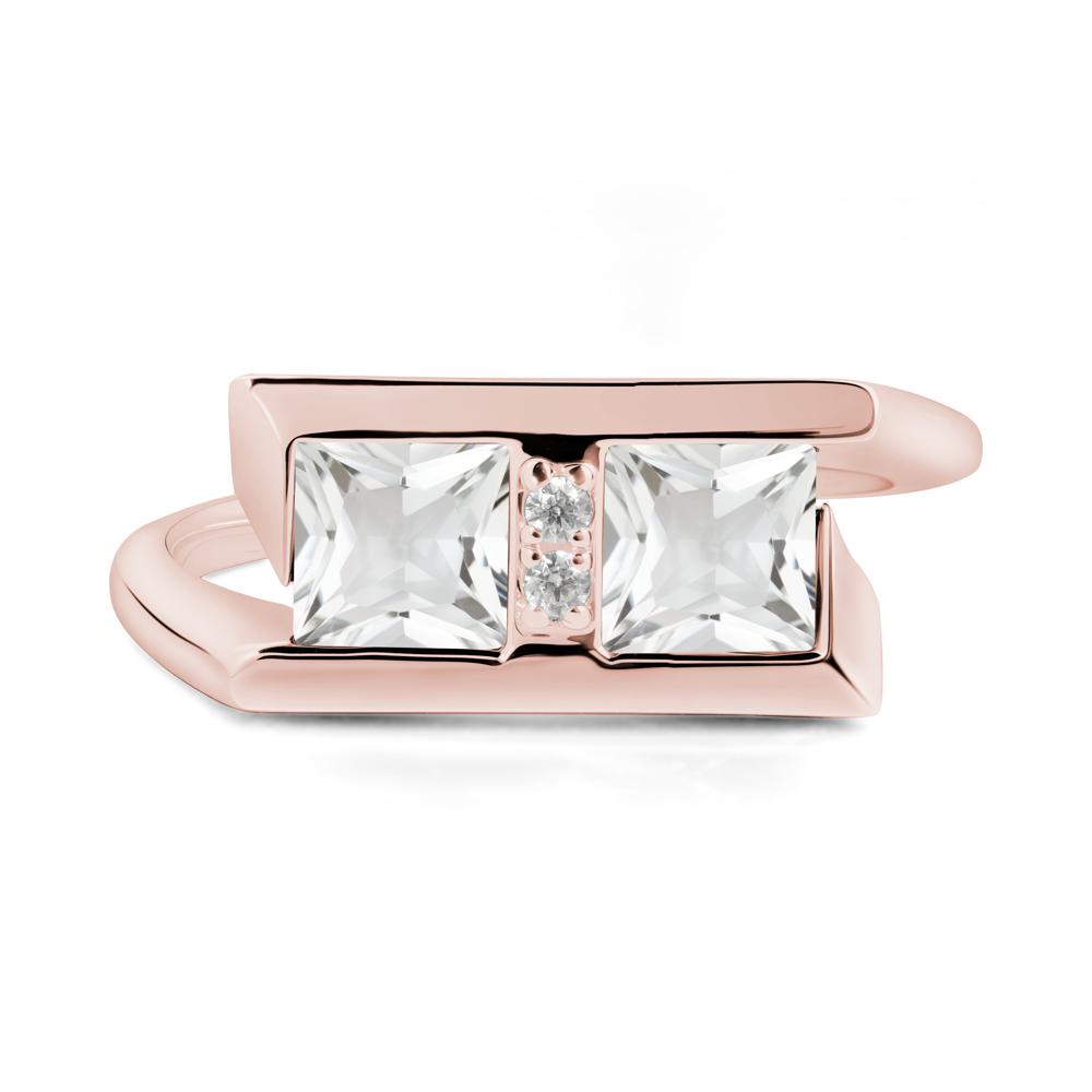 Toi Et Moi Square White Topaz Ring - LUO Jewelry #metal_18k rose gold