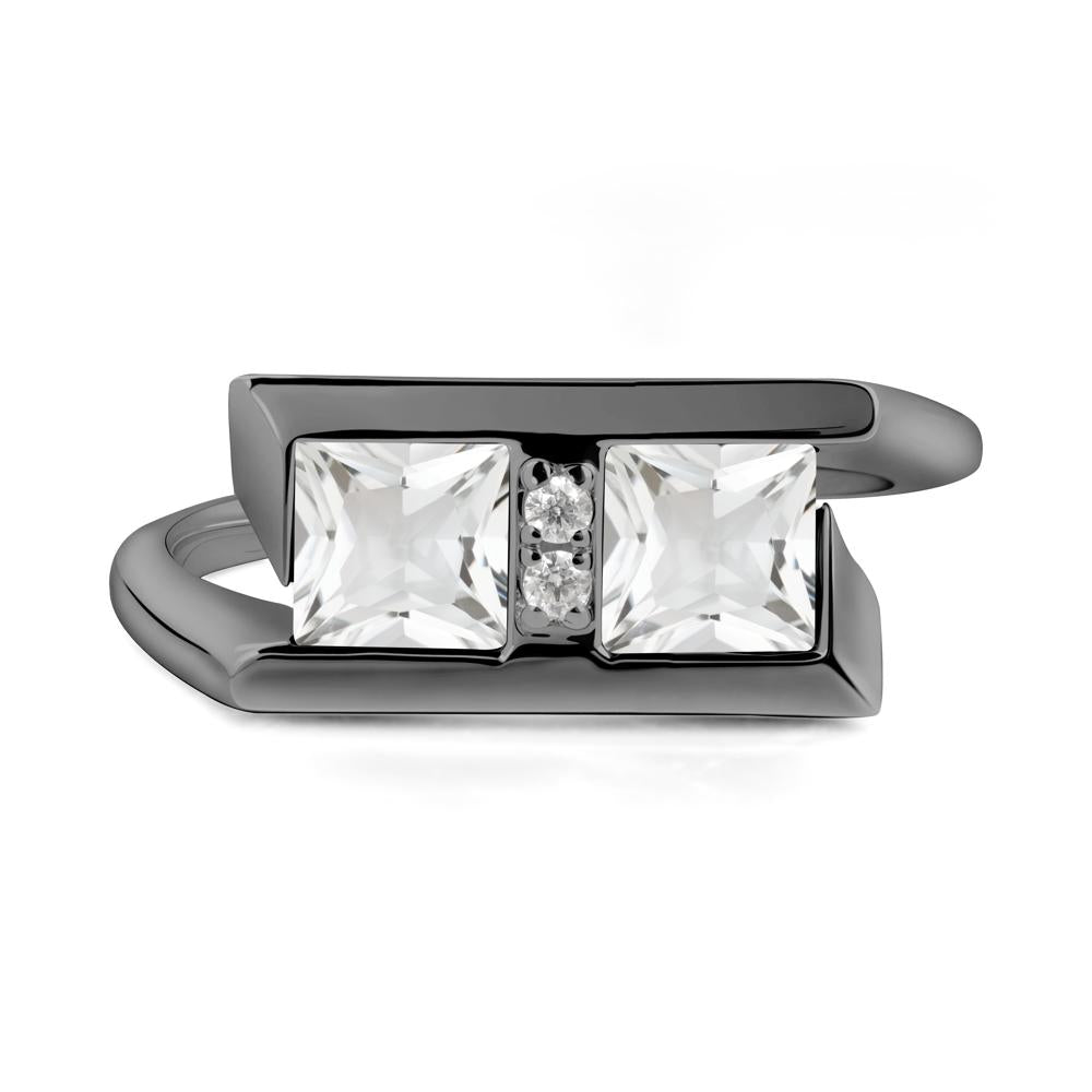 Toi Et Moi Square White Topaz Ring - LUO Jewelry #metal_black finish sterling silver