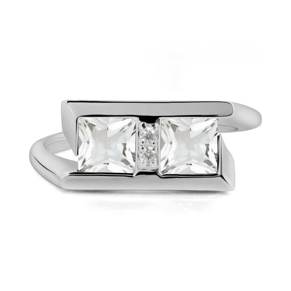 Toi Et Moi Square White Topaz Ring - LUO Jewelry #metal_platinum