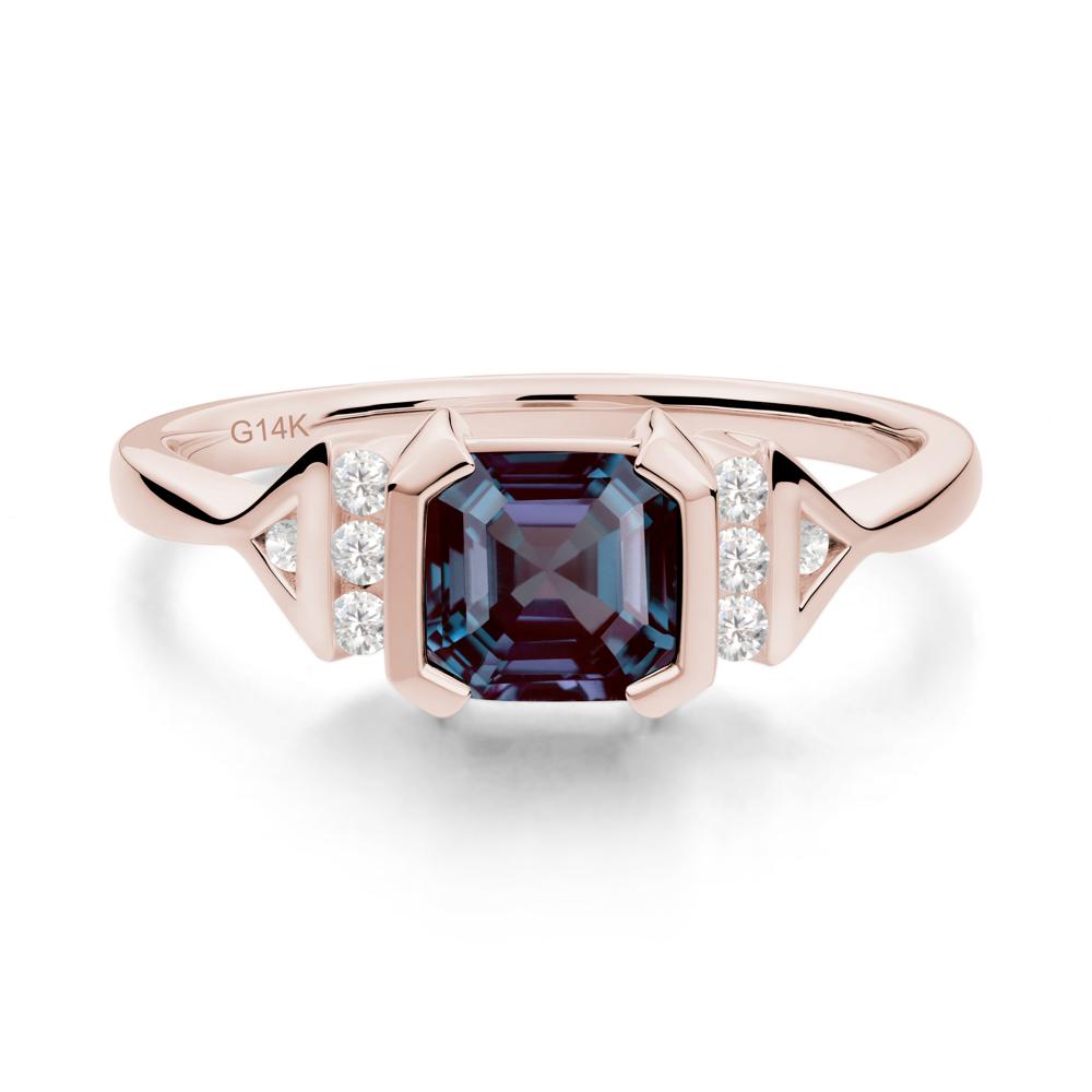 Statement Asscher Cut Alexandrite Ring - LUO Jewelry #metal_14k rose gold