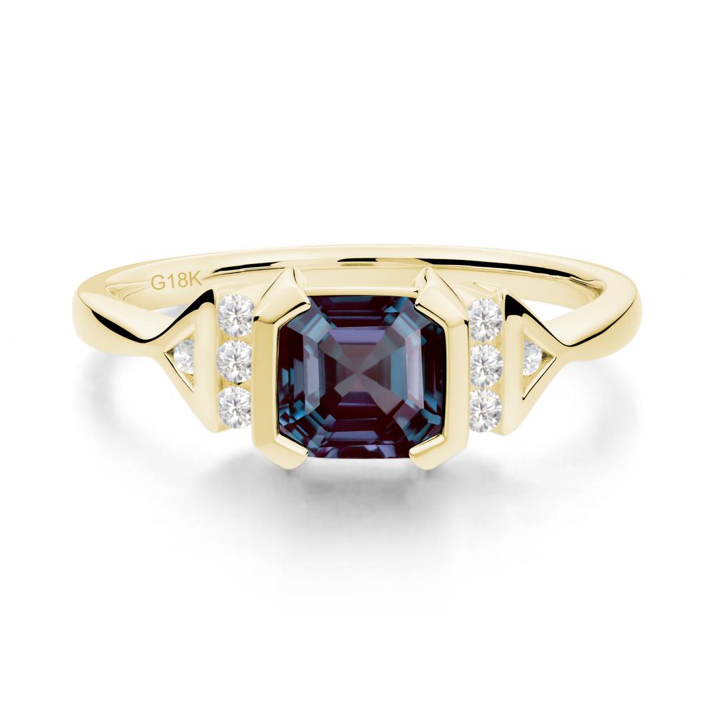 Statement Asscher Cut Alexandrite Ring - LUO Jewelry #metal_18k yellow gold