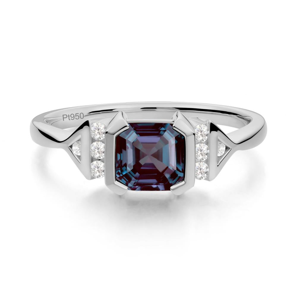 Statement Asscher Cut Alexandrite Ring - LUO Jewelry #metal_platinum