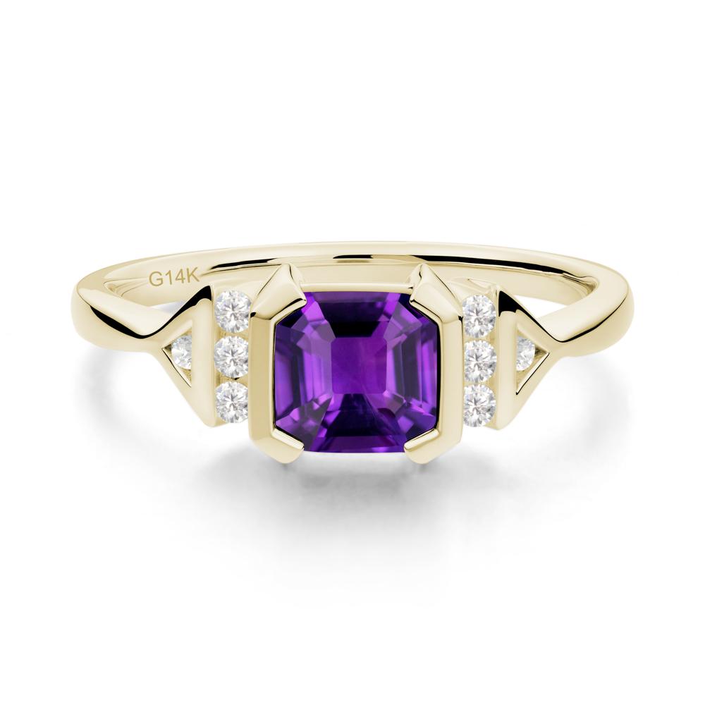 Unique Asscher Cut Amethyst Statement Ring - LUO Jewelry #metal_14k yellow gold