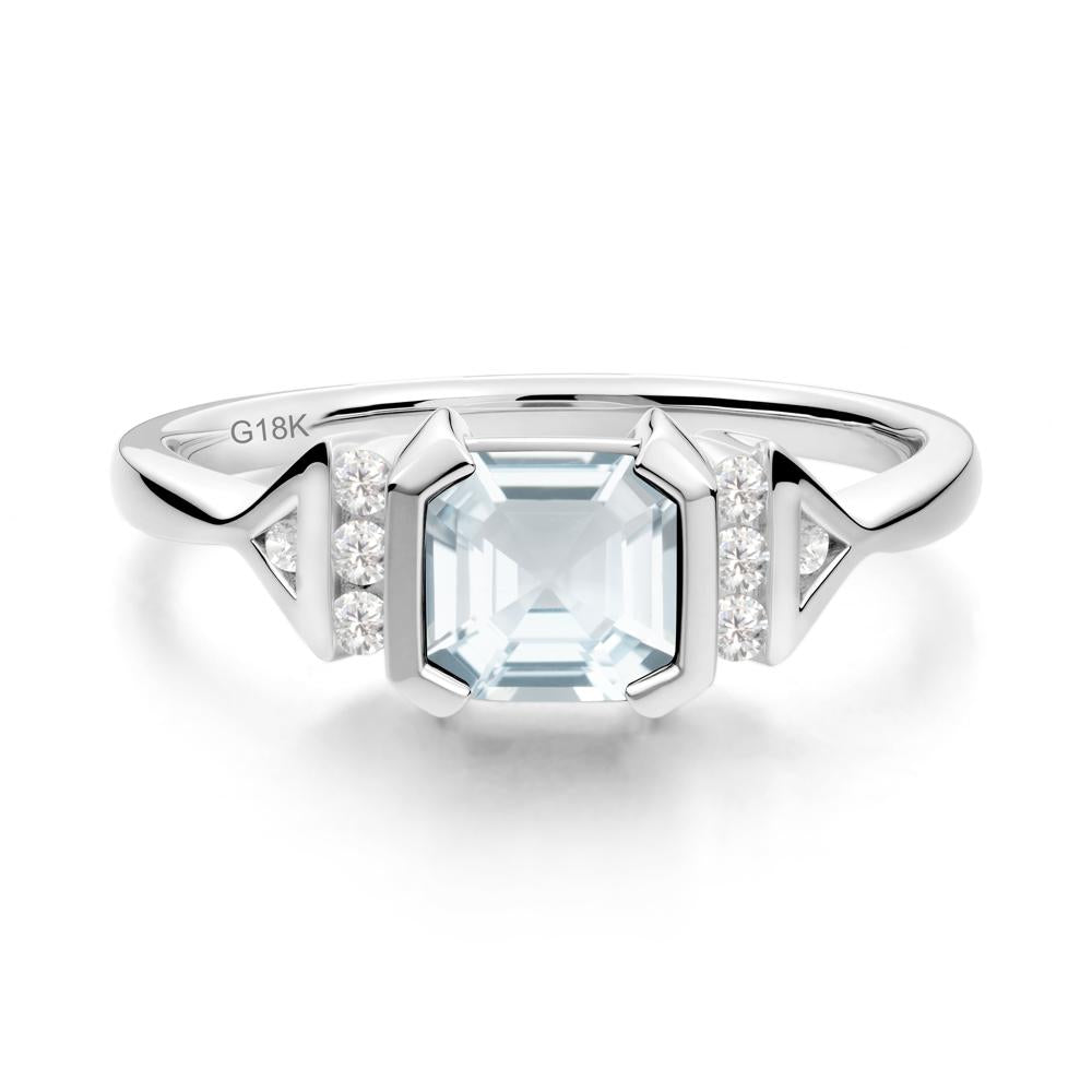 Unique Asscher Cut Aquamarine Statement Ring - LUO Jewelry #metal_18k white gold
