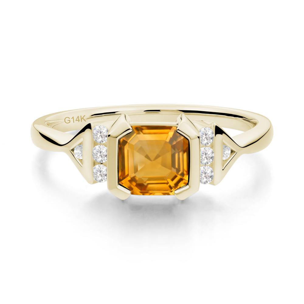 Unique Asscher Cut Citrine Statement Ring - LUO Jewelry #metal_14k yellow gold