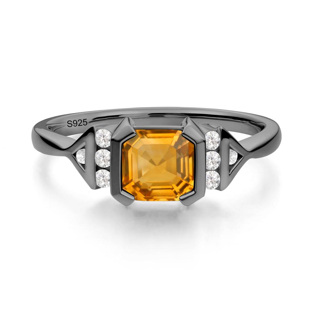 Unique Asscher Cut Citrine Statement Ring - LUO Jewelry #metal_black finish sterling silver
