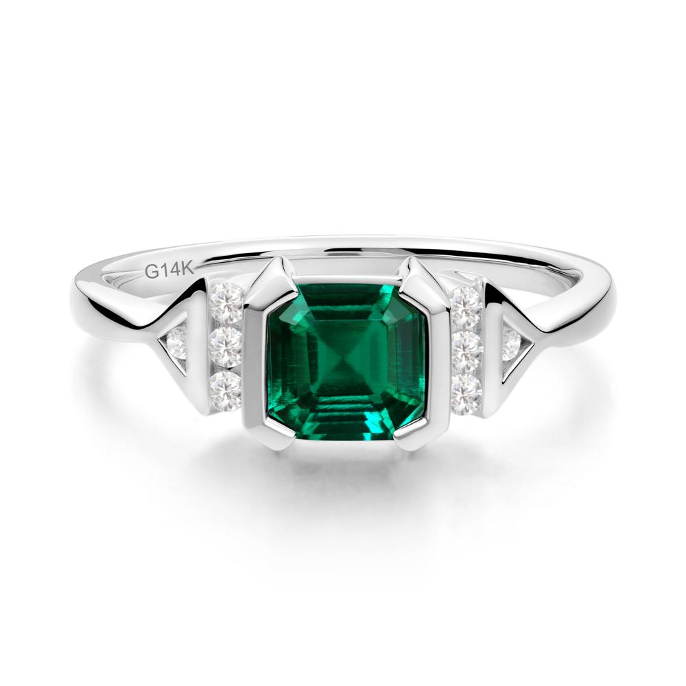 Statement Asscher Cut Emerald Ring - LUO Jewelry #metal_14k white gold
