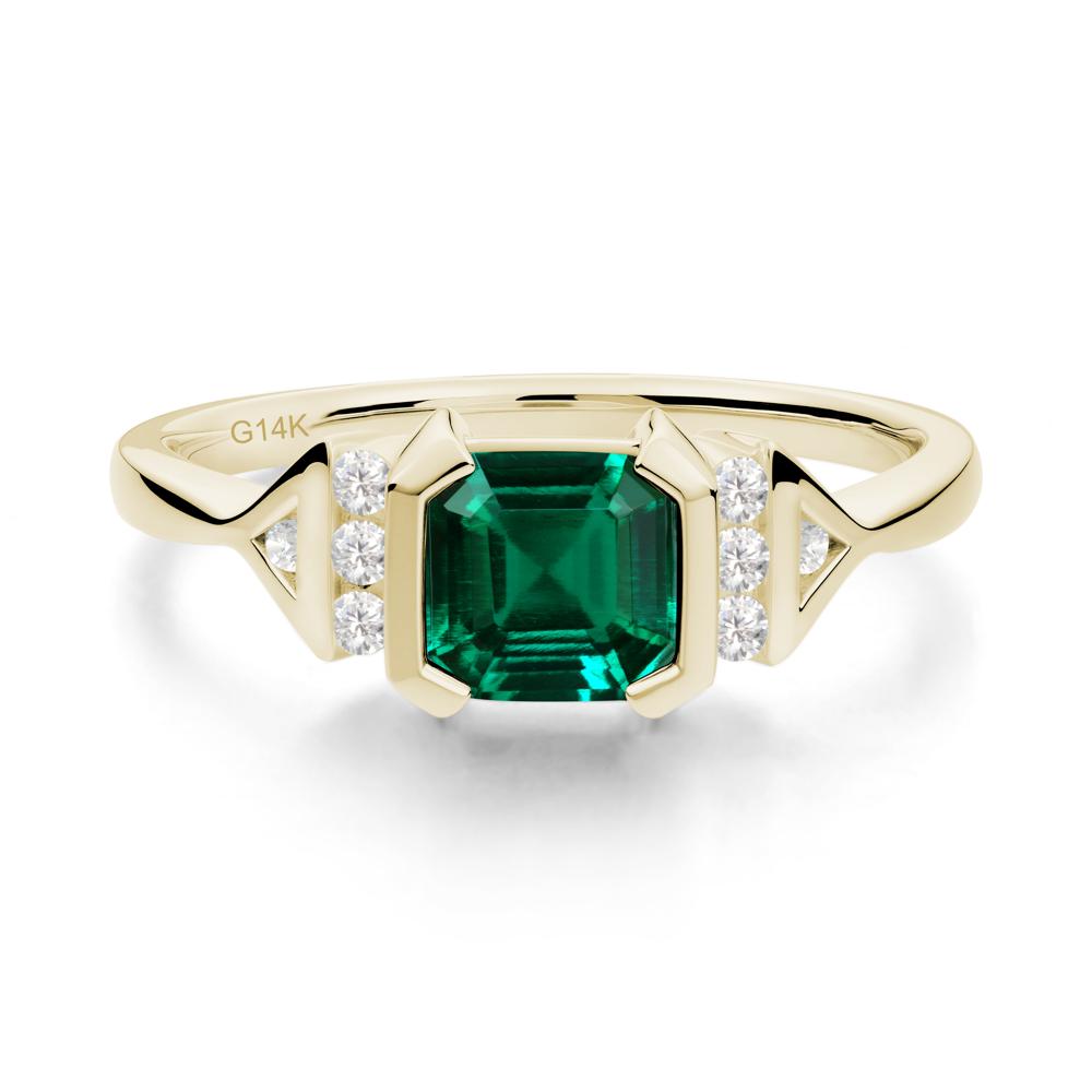 Statement Asscher Cut Emerald Ring - LUO Jewelry #metal_14k yellow gold