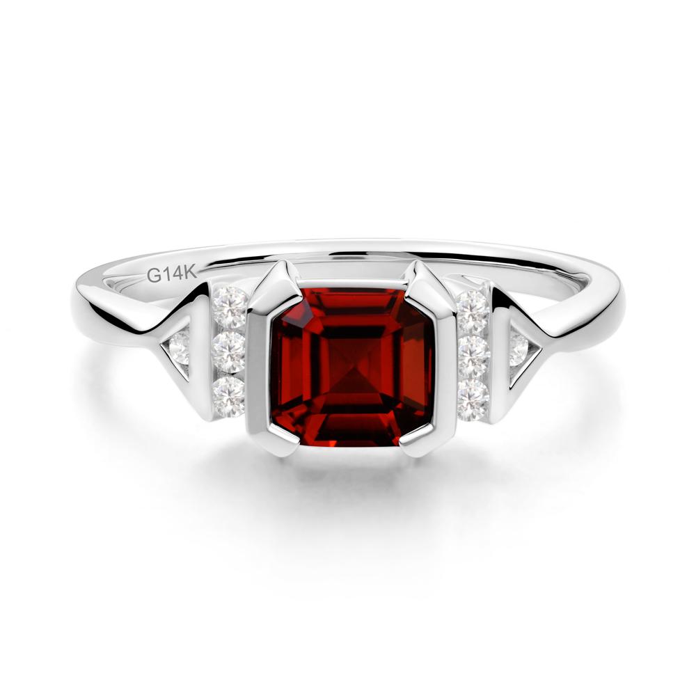 Statement Asscher Cut Garnet Ring - LUO Jewelry #metal_14k white gold