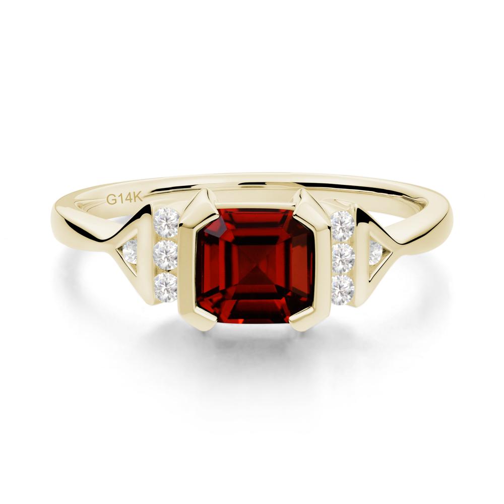 Statement Asscher Cut Garnet Ring - LUO Jewelry #metal_14k yellow gold