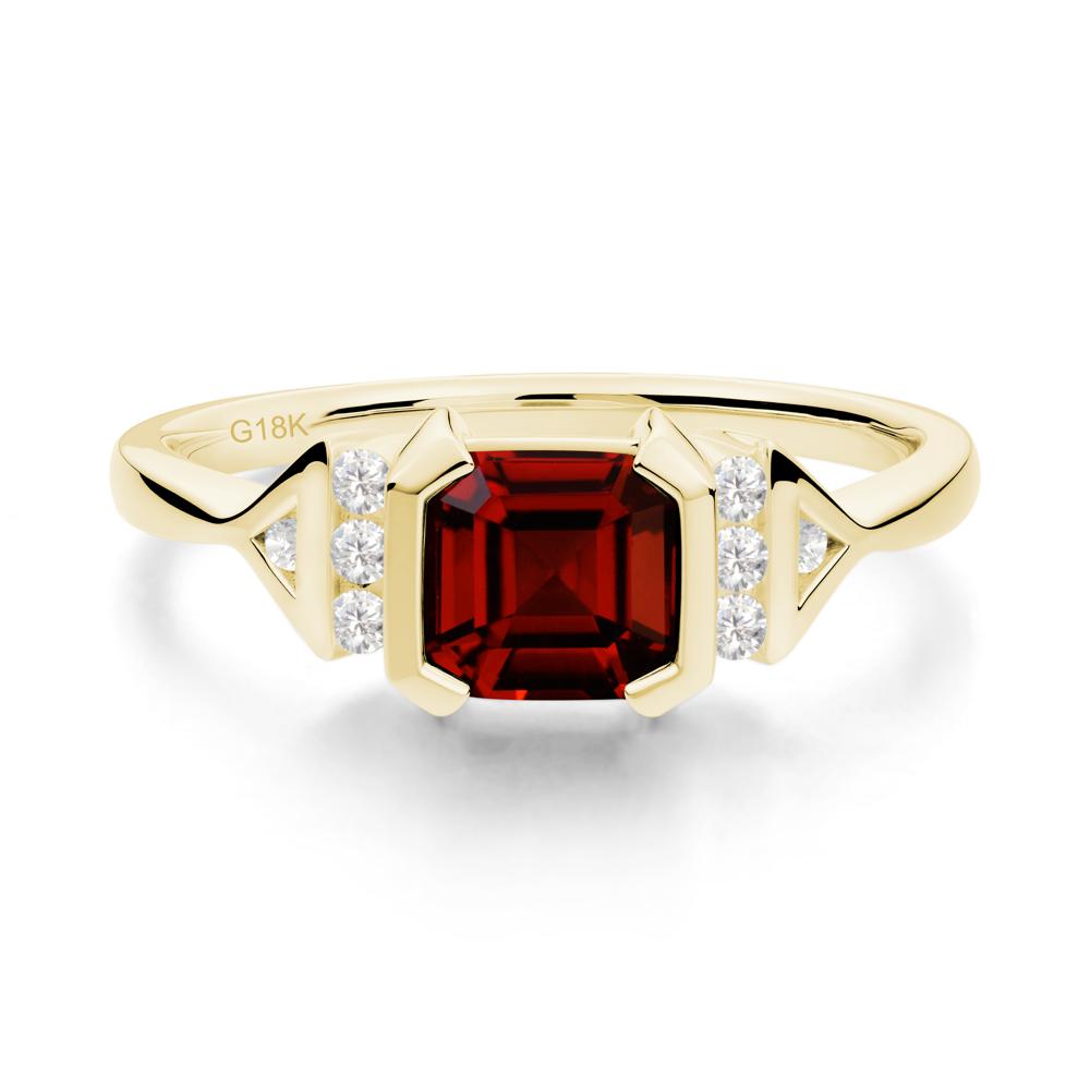 Statement Asscher Cut Garnet Ring - LUO Jewelry #metal_18k yellow gold