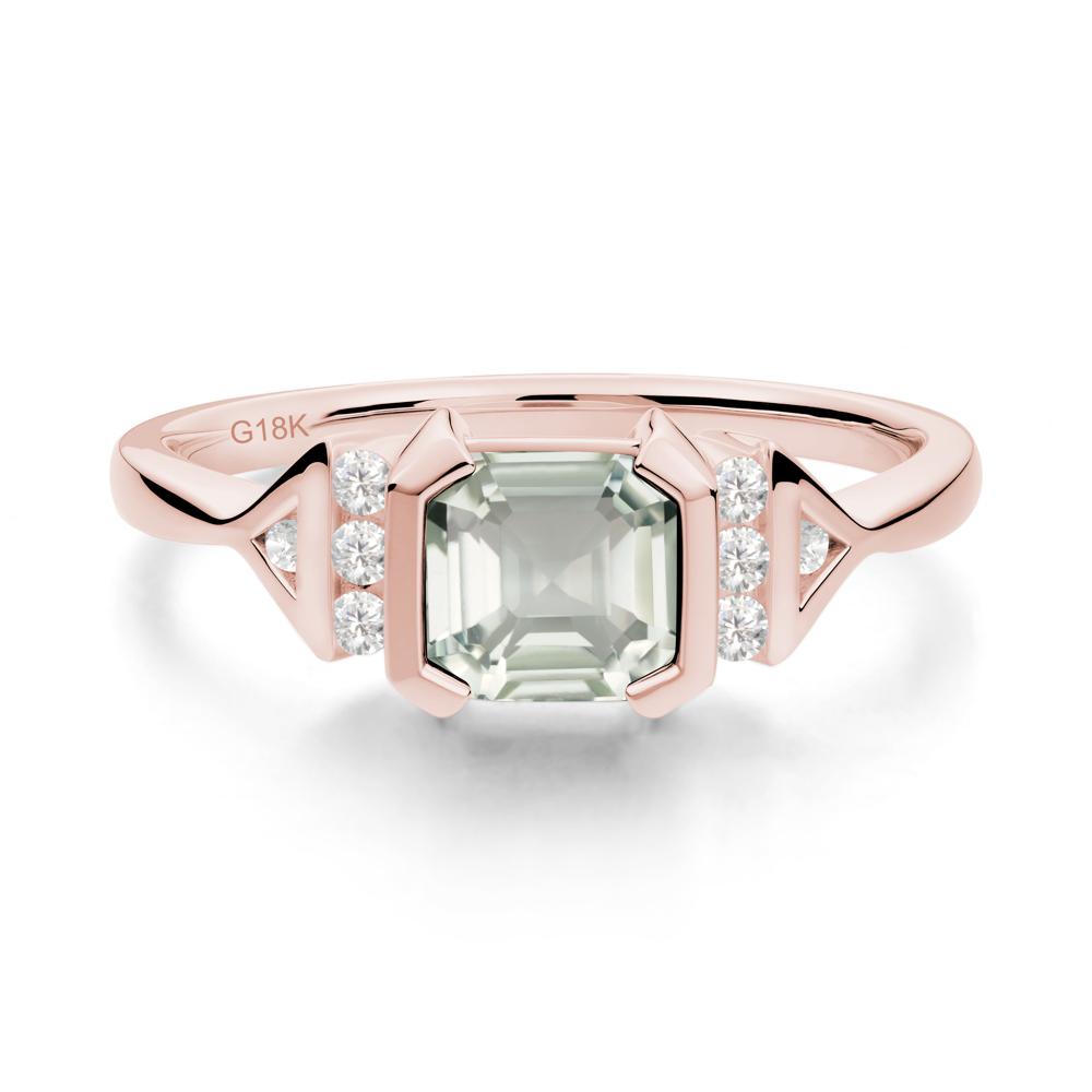 Statement Asscher Cut Green Amethyst Ring - LUO Jewelry #metal_18k rose gold