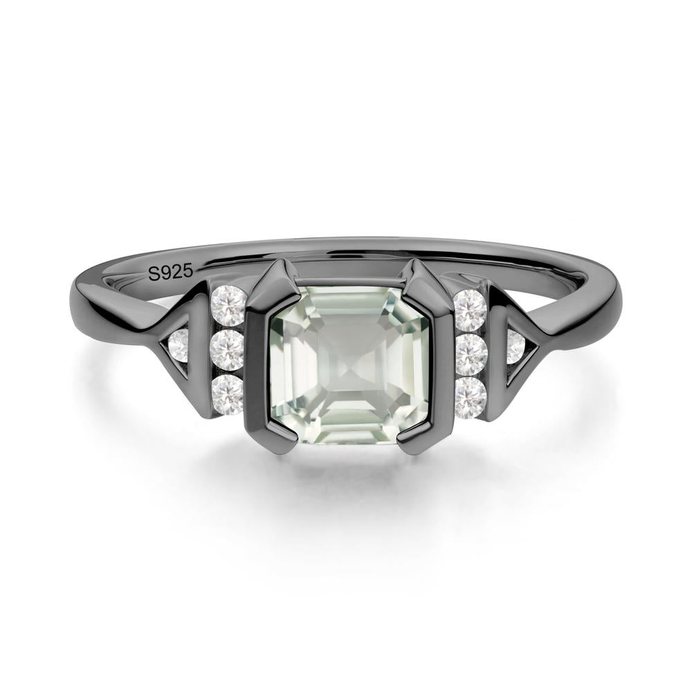 Statement Asscher Cut Green Amethyst Ring - LUO Jewelry #metal_black finish sterling silver