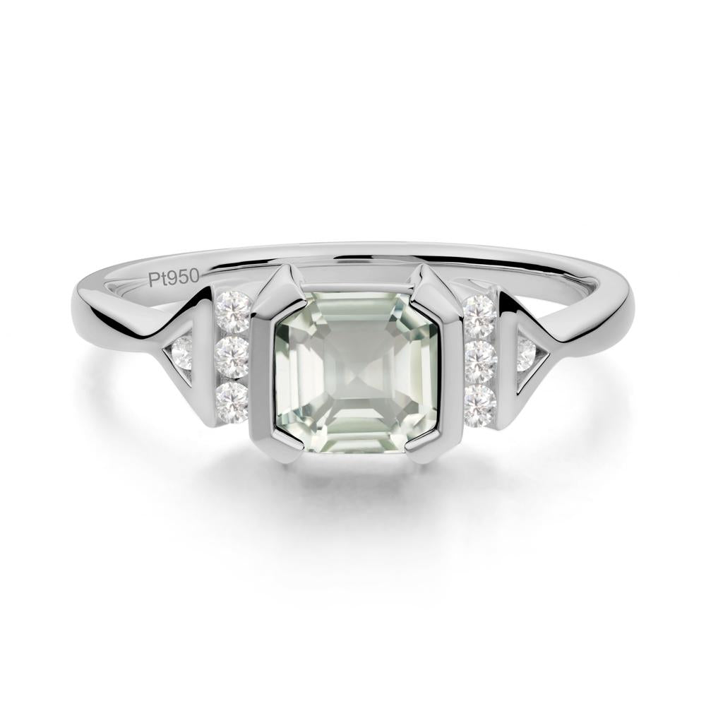 Statement Asscher Cut Green Amethyst Ring - LUO Jewelry #metal_platinum