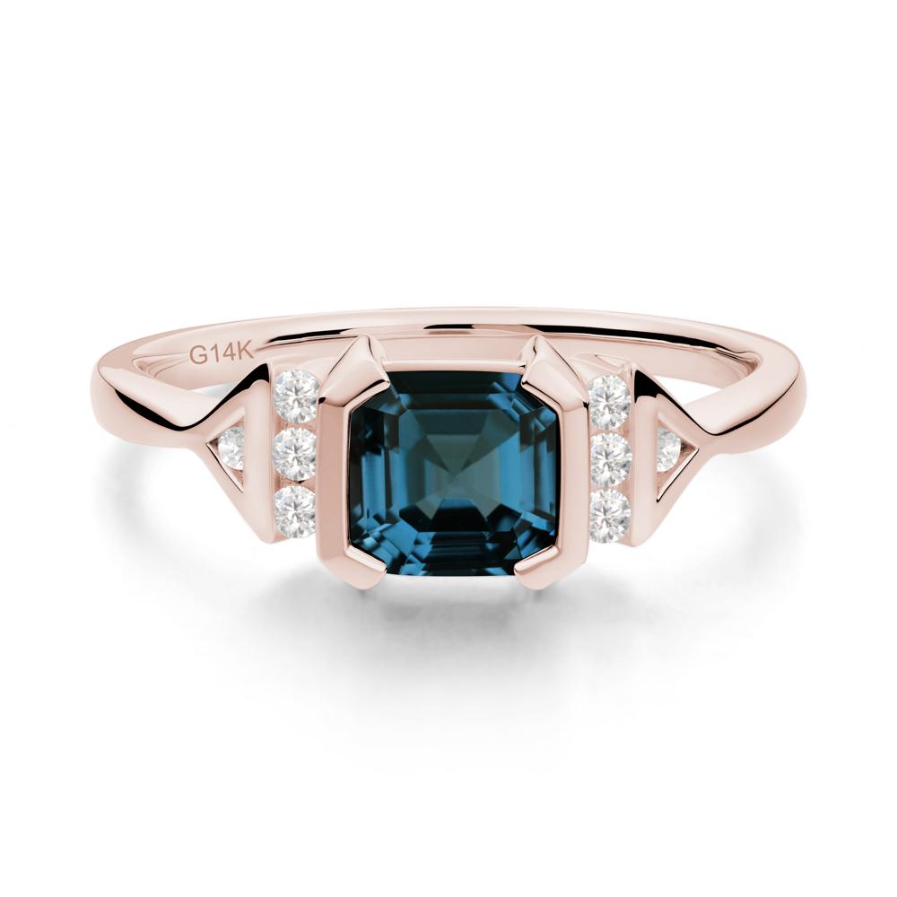 Statement Asscher Cut London Blue Topaz Ring - LUO Jewelry #metal_14k rose gold