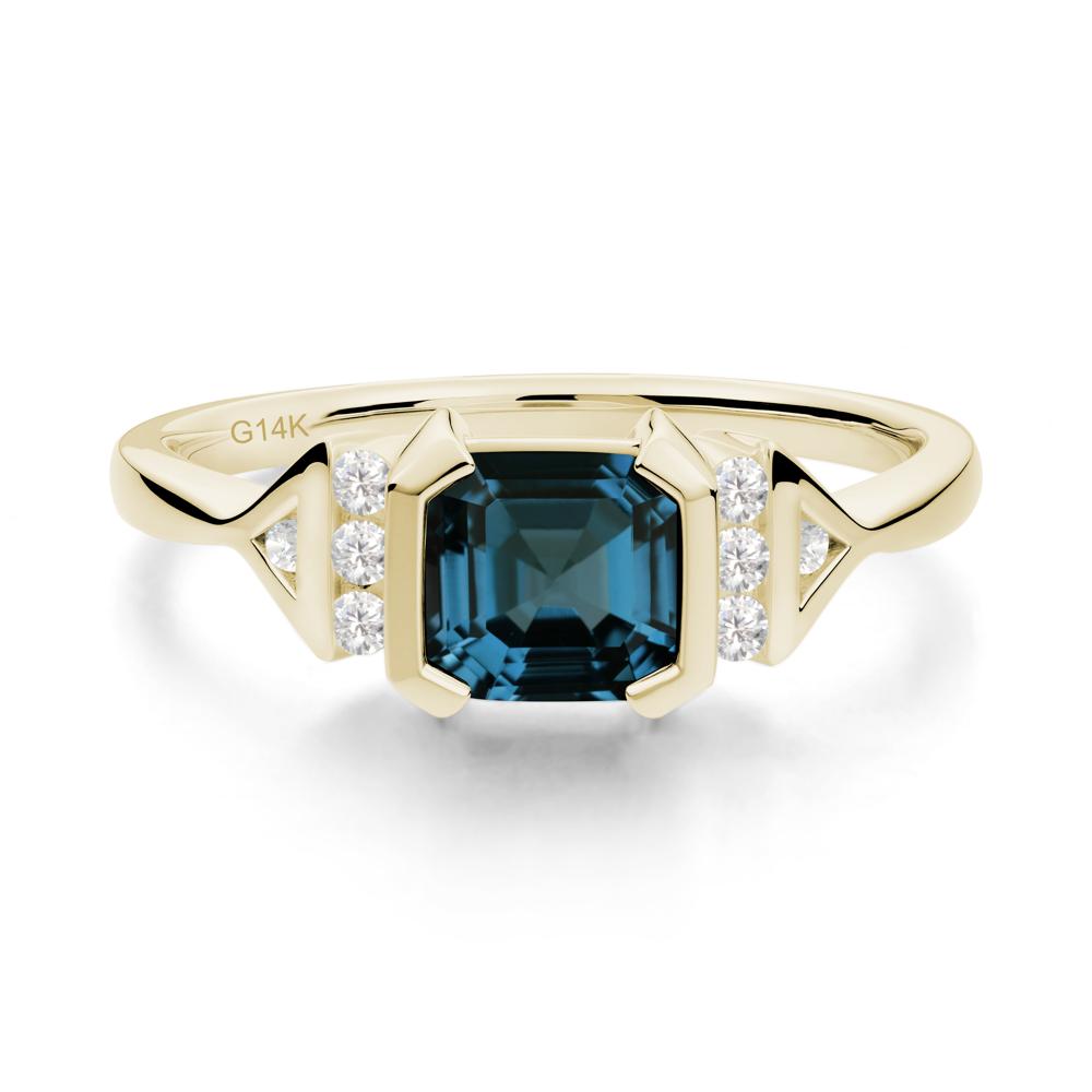 Statement Asscher Cut London Blue Topaz Ring - LUO Jewelry #metal_14k yellow gold