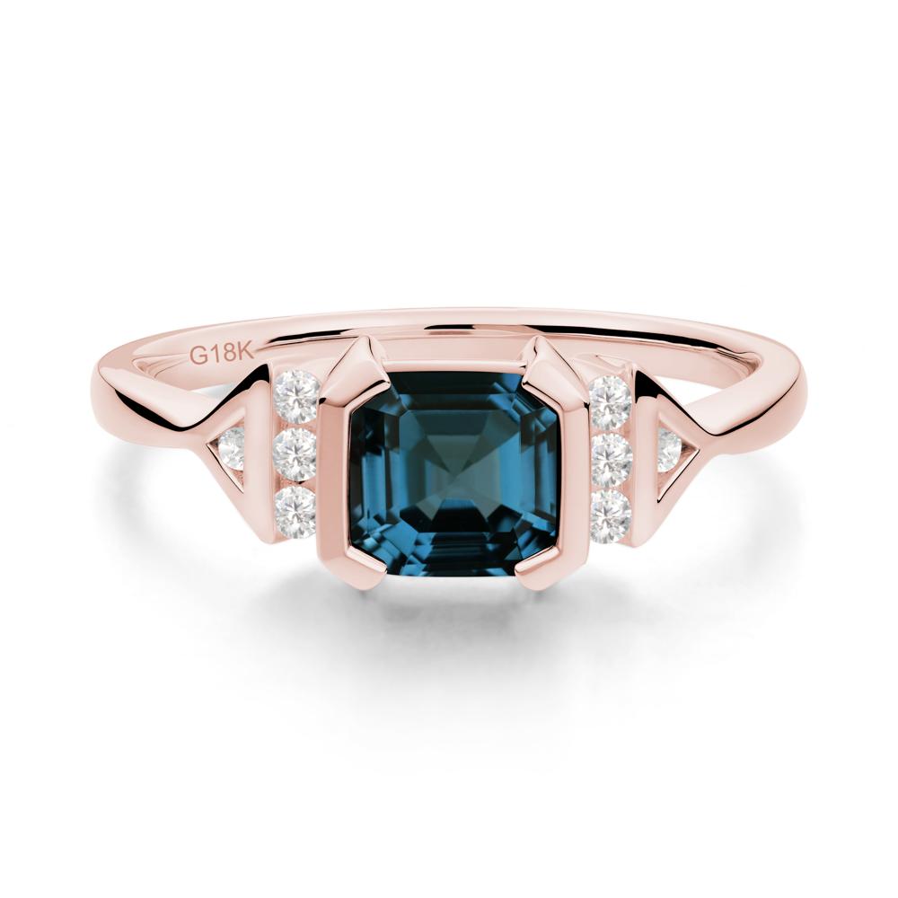 Statement Asscher Cut London Blue Topaz Ring - LUO Jewelry #metal_18k rose gold