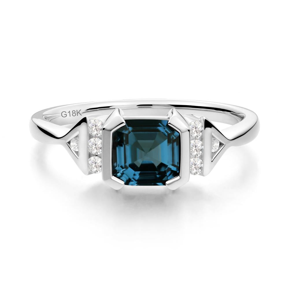 Statement Asscher Cut London Blue Topaz Ring - LUO Jewelry #metal_18k white gold