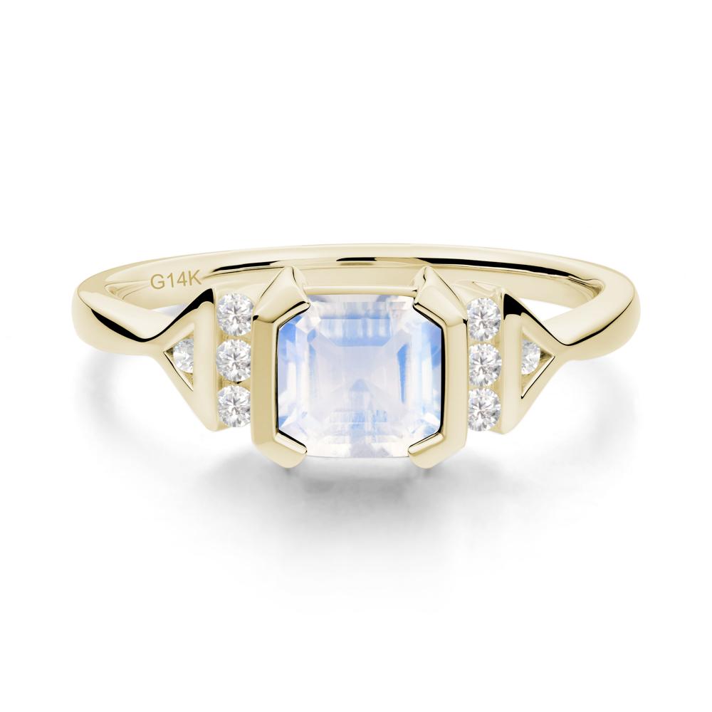 Unique Asscher Cut Moonstone Statement Ring - LUO Jewelry #metal_14k yellow gold