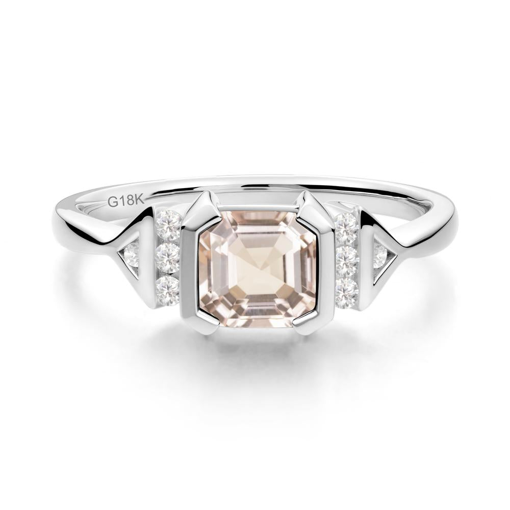 Statement Asscher Cut Morganite Ring - LUO Jewelry #metal_18k white gold