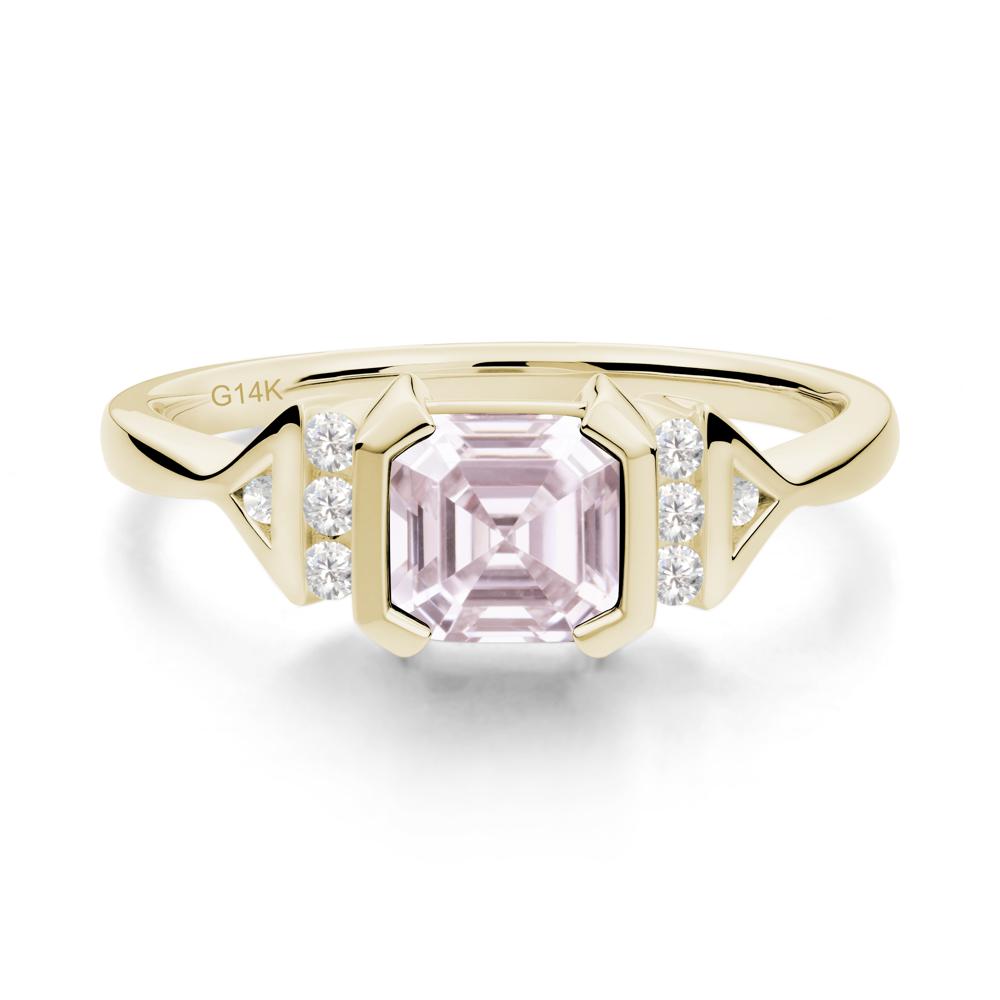 Unique Asscher Cut Pink Cubic Zirconia Statement Ring - LUO Jewelry #metal_14k yellow gold