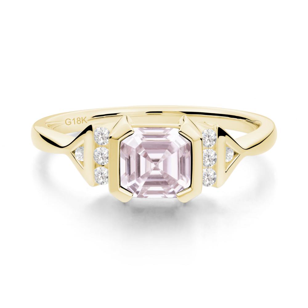 Unique Asscher Cut Pink Cubic Zirconia Statement Ring - LUO Jewelry #metal_18k yellow gold