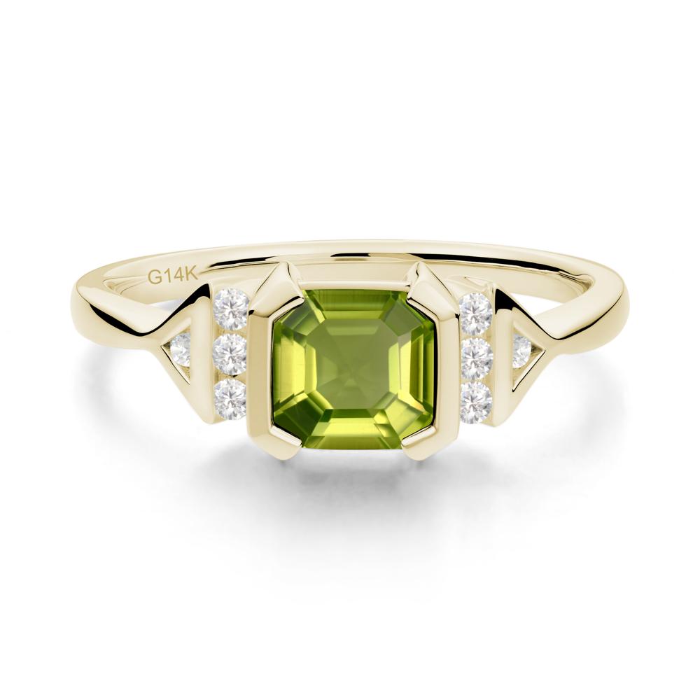 Statement Asscher Cut Peridot Ring - LUO Jewelry #metal_14k yellow gold