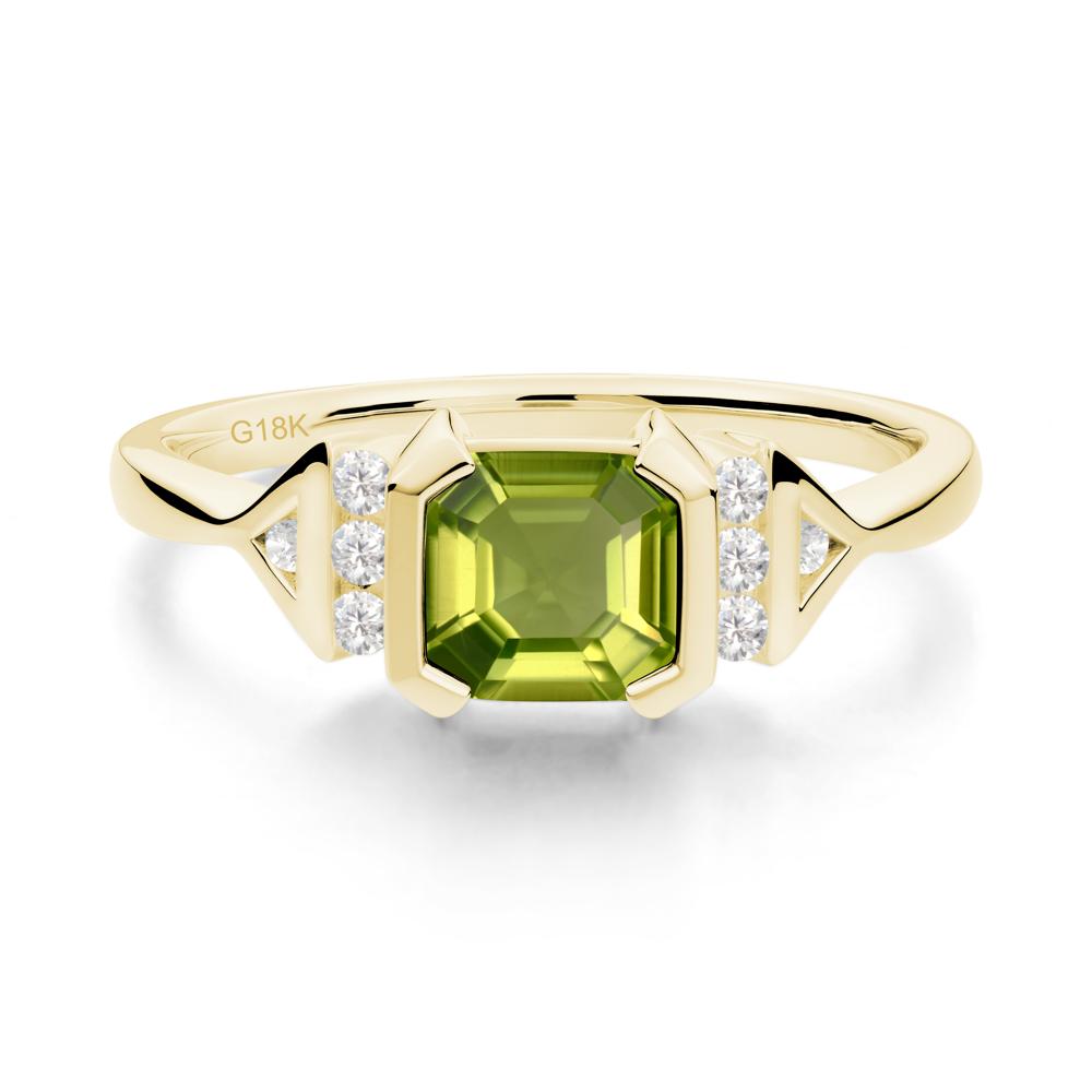 Statement Asscher Cut Peridot Ring - LUO Jewelry #metal_18k yellow gold