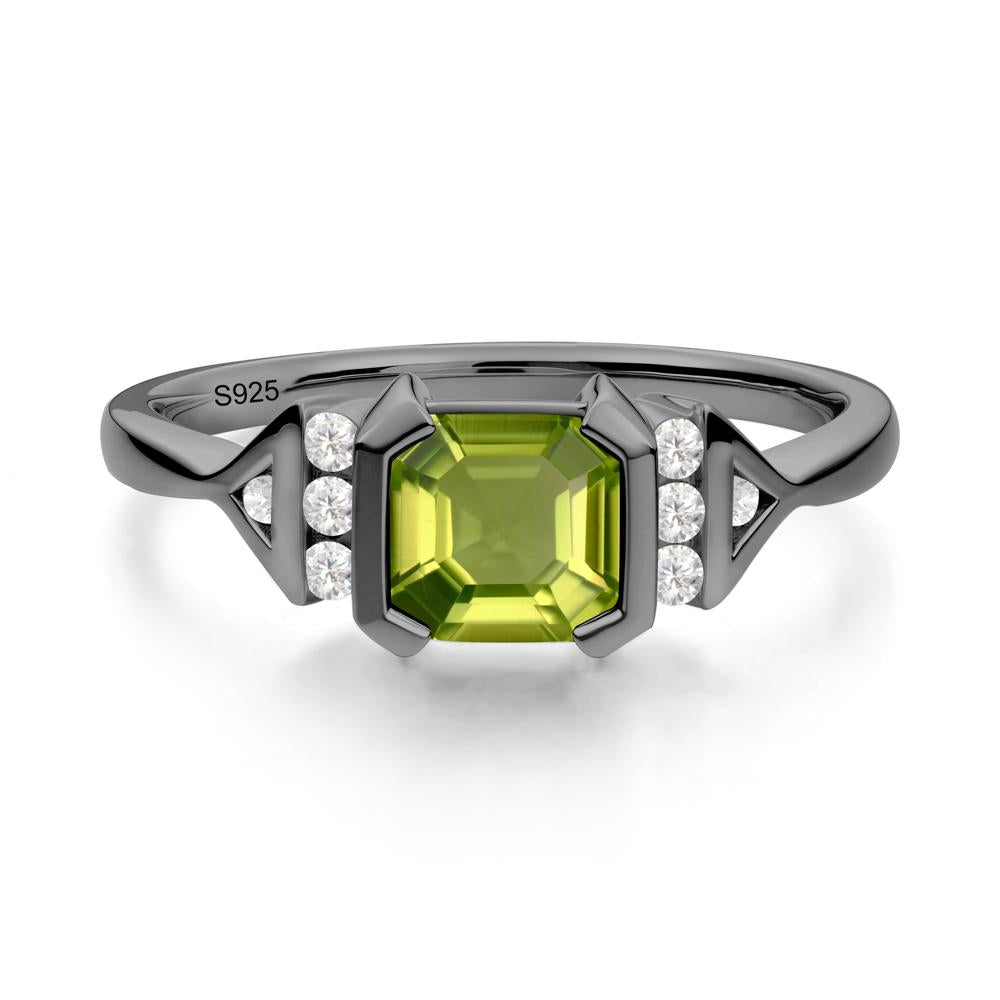 Statement Asscher Cut Peridot Ring - LUO Jewelry #metal_black finish sterling silver