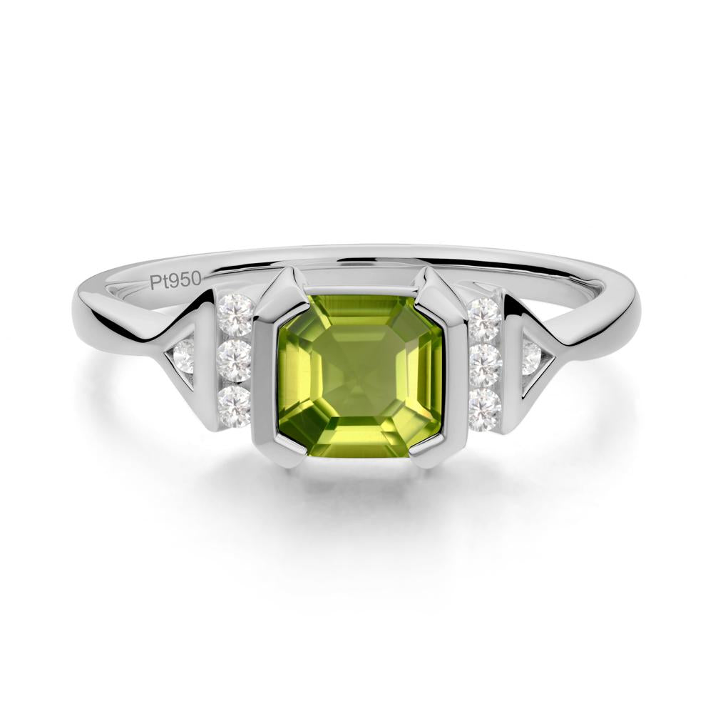 Statement Asscher Cut Peridot Ring - LUO Jewelry #metal_platinum