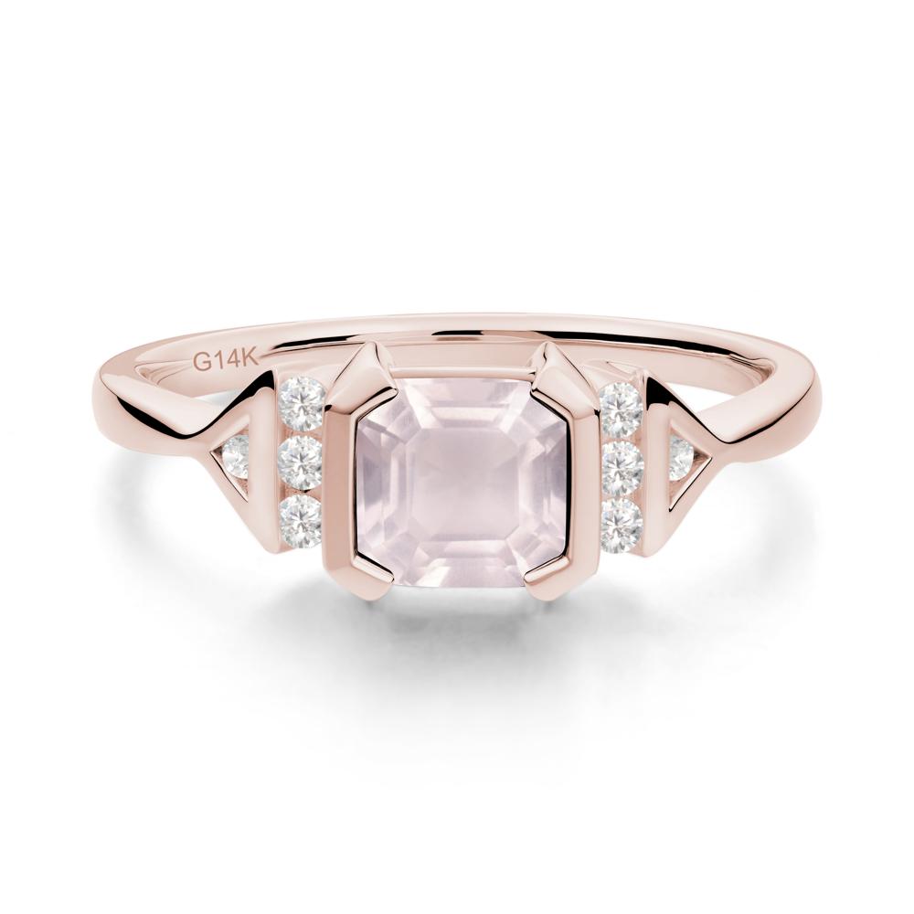 Statement Asscher Cut Rose Quartz Ring - LUO Jewelry #metal_14k rose gold