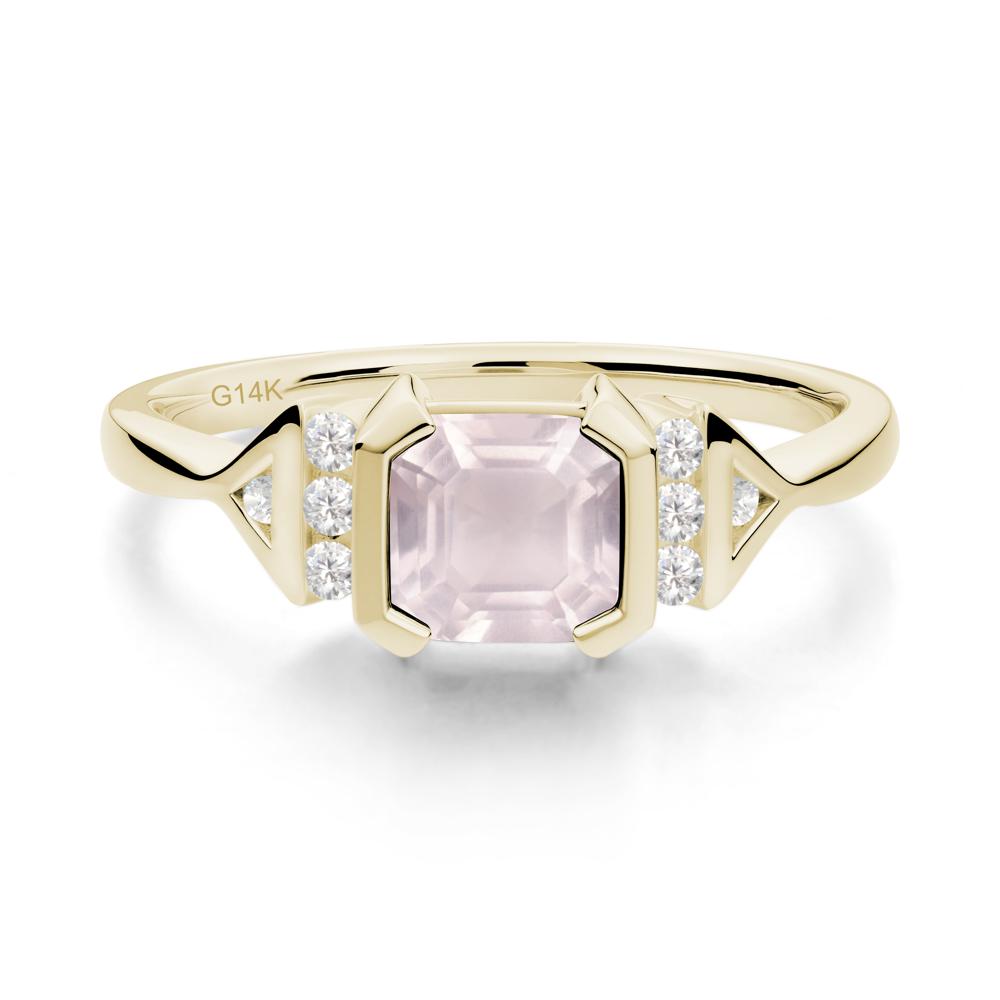 Statement Asscher Cut Rose Quartz Ring - LUO Jewelry #metal_14k yellow gold
