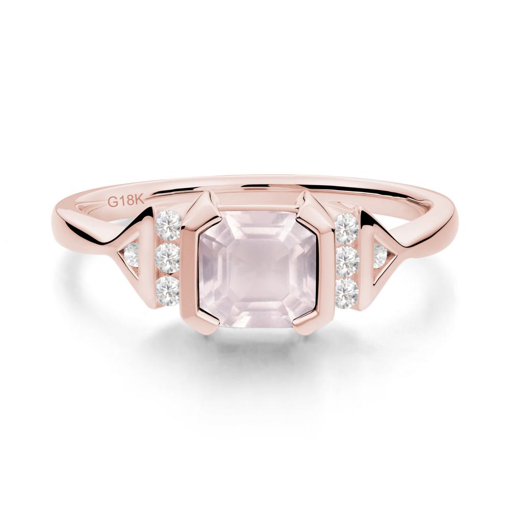 Statement Asscher Cut Rose Quartz Ring - LUO Jewelry #metal_18k rose gold