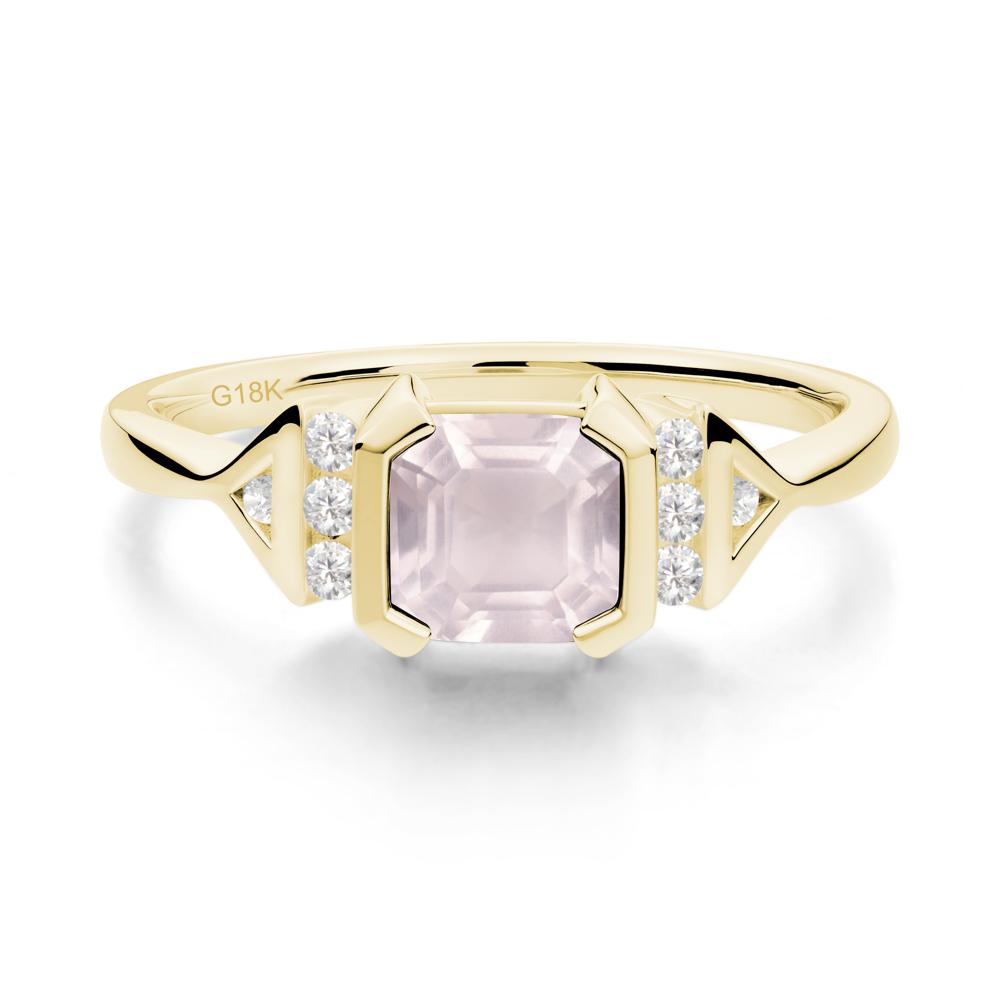 Statement Asscher Cut Rose Quartz Ring - LUO Jewelry #metal_18k yellow gold