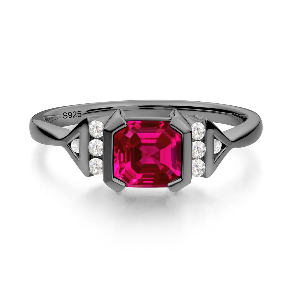 Statement Asscher Cut Ruby Ring - LUO Jewelry #metal_black finish sterling silver