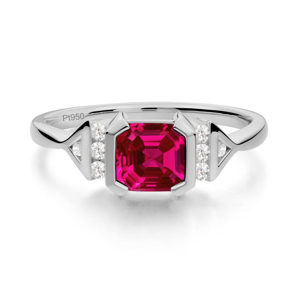 Statement Asscher Cut Ruby Ring - LUO Jewelry #metal_platinum
