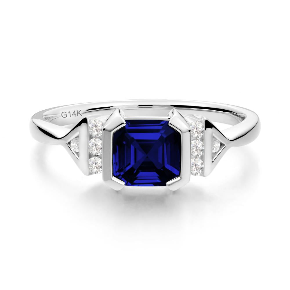 Statement Asscher Cut Sapphire Ring - LUO Jewelry #metal_14k white gold