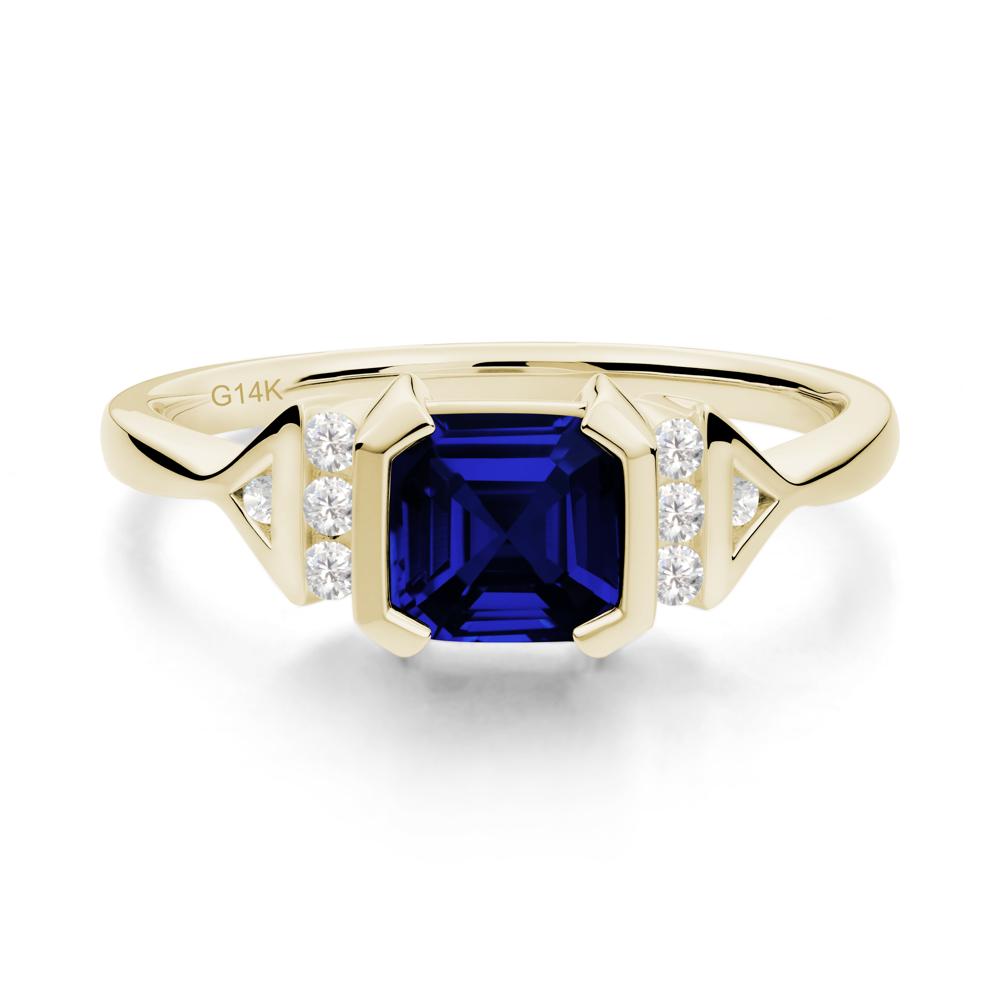 Statement Asscher Cut Sapphire Ring - LUO Jewelry #metal_14k yellow gold
