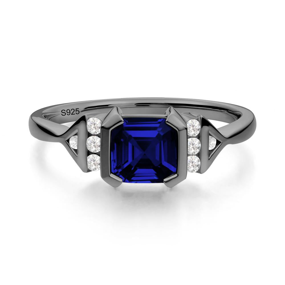 Statement Asscher Cut Sapphire Ring - LUO Jewelry #metal_black finish sterling silver